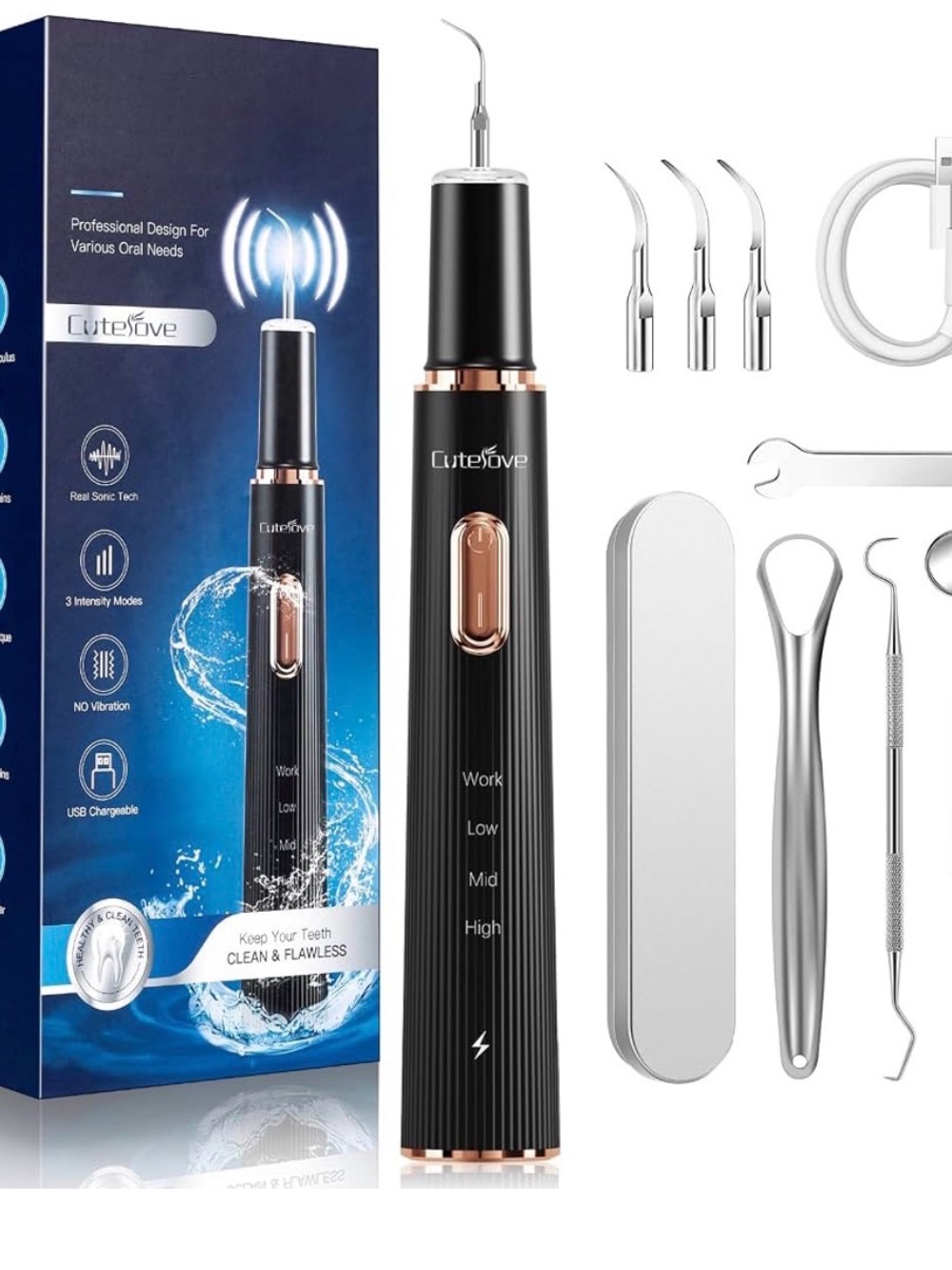 Plaque Remover for Teeth, Tartar Remover for Teeth with LED Light, Rechargeable